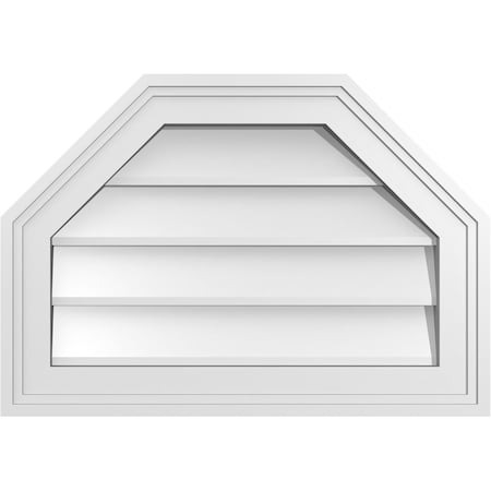 Ekena Millwork Octagonal Top Surface Mount PVC Gable Vent w/ 2"W x 1-1/2"P Brickmould Frame, 20"W x 14"H GVPOT20X1402SN